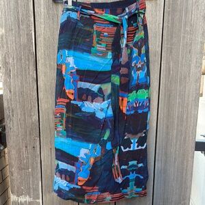 Anthropologie Colorful Abstract Midi Skirt L